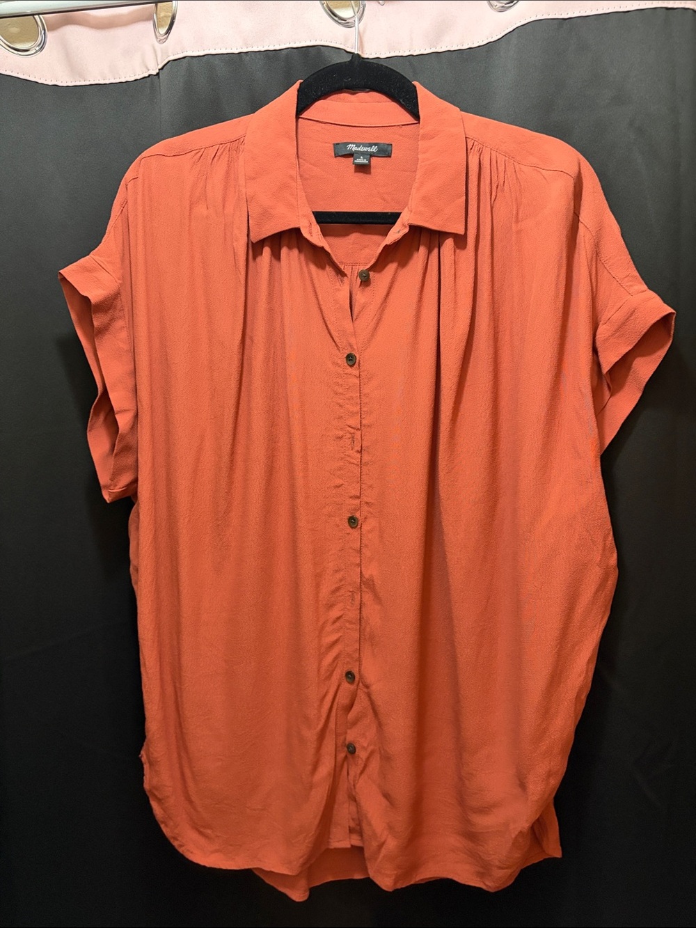 Madewell Orange Button-Down Short Sleeve Shirt
